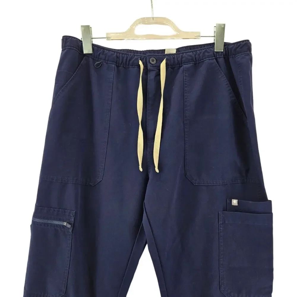 Figs Scrub Pants‎ Mens XL Tall Cairo Cargo Navy Blue Medical Dental Comfort
